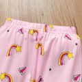 2-piece Toddler Girl Unicorn Stars Print Tee and Rainbow Print Pink Pants Set Pink