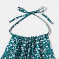 All Over Floral Print Halter Neck Self-tie Sleeveless Romper for Mom and Me Blue image 3