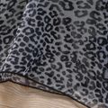 Baby Girl Black Splicing Leopard Mesh Layered Ruffle Long-sleeve Dress Black
