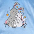 Bunny Print Star Allover Mesh Layered Short-sleeve Blue Toddler Dress Light Blue