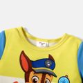 PAW Patrol 2pcs Toddler Boy Letter Print Colorblock Short-sleeve Tee and Elasticized Denim Cotton Shorts Set Yellow