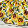 Toddler Girl Floral Sunflower Print Backless Crisscross Short-sleeve Dress Yellow