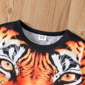Kid Boy Animal Tiger Print Colorblock Short-sleeve Tee Black