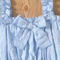 2-piece Kid Girl Bowknot Design Ruffled Solid Color Camisole and Elasticized Shorts Set Blue