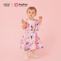 Looney Tunes 2pcs Baby Girl Graphic Ruffle Short-sleeve Romper and Layered Suspender Skirt Set Pink