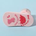 Baby / Toddler Two Tone Letter Graphic Non-slip Grip Socks Pink image 4