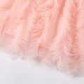 Stripe Print Crown Applique Mesh Layered Short-sleeve Pink or Yellow or Orange Baby Dress Pink