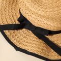 Black Bowknot Decor Straw Hat for Mom and Me Khaki image 4