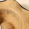 Black Bowknot Decor Straw Hat for Mom and Me Khaki image 5