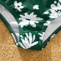 Family Matching All Over Daisy Floral Print Dark Green Swim Trunks Shorts and Two-Piece Bikini Set Swimsuit blackishgreen image 5