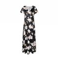 Stylish Floral Print Short-sleeve Maternity Maxi Dress Black