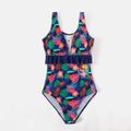 PAW Patrol Family Matching Allover Palm Leaf Print One-piece Swimsuit and Graphic Swim Trunks Tibetanblue image 3