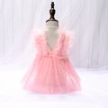Baby Girl Pink 3D Flowers Mesh Sleeveless Romper Party Dress Pink
