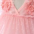 Baby Girl Pink 3D Flowers Mesh Sleeveless Romper Party Dress Pink
