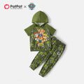 PAW Patrol 2pcs Toddler Boy Camouflage/Dog Print Hooded Short Raglan Sleeve Tee and Elasticized Pants Set Green image 1