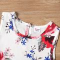 2-piece Kid Girl Floral Print Pompom Tasseled Tank Top and Shorts Set White