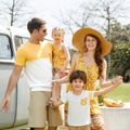 Family Matching Yellow Boho Floral Print Sleeveless Dress and Short-sleeve T-shirts Sets Yellow image 3
