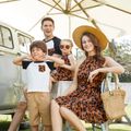 Family Matching Brown Leopard Halter Neck Sleeveless Belted Dresses and Raglan-sleeve T-shirts Sets Brown image 2