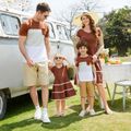 100% Cotton Family Matching Coffee Short-sleeve Tiered Dresses and Colorblock T-shirts Sets Coffee