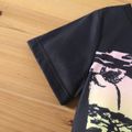 Kid Boy Casual Animal Building Print Short-sleeve Tee Black