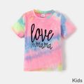 Letter Print Tie Dye Round Neck Short-sleeve T-shirts for Mom and Me Colorful image 5