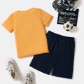 2pcs Kid Boy Letter Soccer Print Short-sleeve Tee and Elasticized Shorts Set Yellow