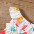 فستان بلا أكمام مكشكش مكشكش بطبعة مصاصة ملونة بكتف واحد وحزام سباغيتي زاهى الألوان image 3