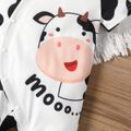 Baby Boy Cartoon Cow Print Short-sleeve Snap Jumpsuit Color block