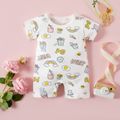 Rainbow and Ice Cream or Mice Allover Short-sleeve White or Pink Baby Romper White