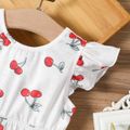 Baby Girl All Over Cherry Print Flutter-sleeve Bowknot Hollow Out Dress White image 3