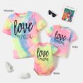 Letter Print Tie Dye Round Neck Short-sleeve T-shirts for Mom and Me Colorful image 2