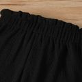 طفل فتاة بلون الخس تقليم واسعة الساق أكياس الورق العجل طول السراويل أسود image 3