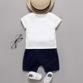 Father's Day 2pcs Baby Boy Letter Print Short-sleeve T-shirt and 100% Cotton Shorts Set Color block