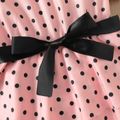 Kid Girl Polka dots Layered Belted Short-sleeve Pink Dress Light Pink