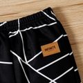 Baby Boy Leather Patch Design Geometric Print Pants Black