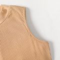 Kid Girl Solid Color Ribbed Tank Top Brown