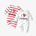 Mother's Day Baby Boy/Girl 95% Cotton Long-sleeve Love Heart Letter Print Stars/Striped Jumpsuit White image 2