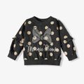 Toddler Girl 100% Cotton Letter Butterfly/Floral Animal Print Pullover Sweatshirt Black image 1