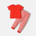 Looney tunes 2 peças infantil menina/menino colorblock camiseta manga curta e conjunto de calças listradas vermelho 2