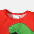 Looney tunes 2 peças infantil menina/menino colorblock camiseta manga curta e conjunto de calças listradas vermelho 2