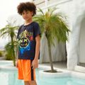 2-piece Kid Boy Letter Painting Face Graphic Print Tee and Colorblock Shorts Set Black image 5