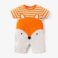 100% Cotton Fox Stripe Print Short-sleeve Orange Baby Romper Orange