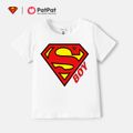 Superman Daddy und ich klassisches Superhelden-Logo-Baumwoll-T-Shirt weiß