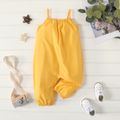 100% Cotton Baby Girl Solid Sleeveless Spaghetti Strap Harem Pants Overalls Yellow
