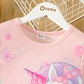 Kid Girl Unicorn Print Short-sleeve Light Pink Dress Light Pink image 4