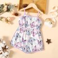 Toddler Girl Butterfly Print Cami Rompers Light Purple