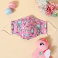 100% Cotton Kids Cloth Face Mask Cartoon Dinosaur Unicorn Print Adjustable Dust Covering for Daily Use Pink