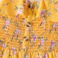 Kid Girl Boho Floral Print Smocked Slit Cami Jumpsuits Yellow image 4