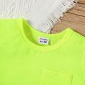 Neonfarbenes Kurzarm-T-Shirt für Jungen/Mädchen mit Tasche zitronengrün