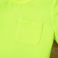 Neonfarbenes Kurzarm-T-Shirt für Jungen/Mädchen mit Tasche zitronengrün